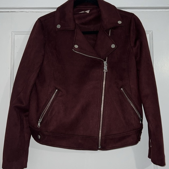 LOFT Silver Red Jacket Moto Style EUC - Picture 6 of 6